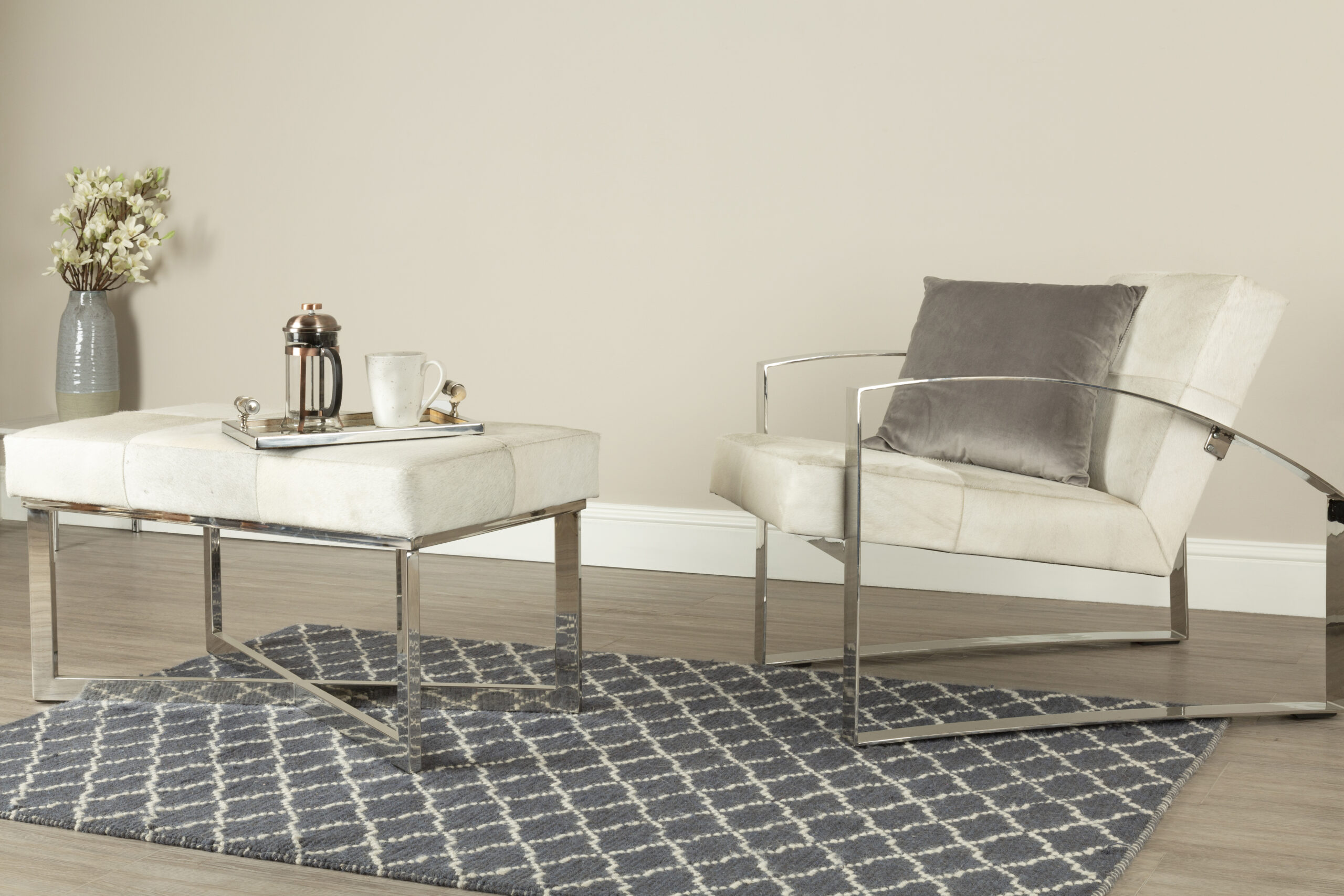 Grey Cowhide Bench Louis & Henry