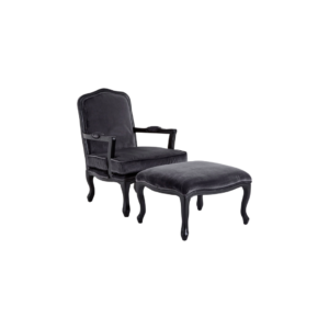 Velvet Louis Chair and Footrest Set