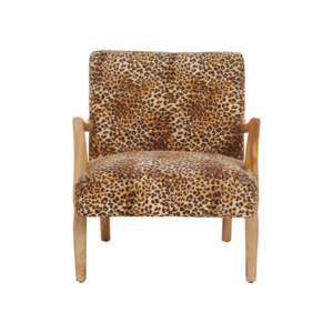 Contemporary Leopard Print Armchair - a premium leopard print armchair with solid wooden frame