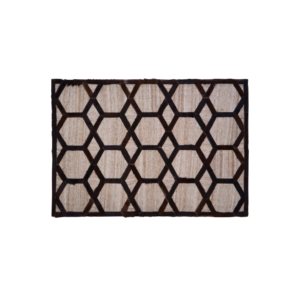 Hexagonal Cowhide Jacquard Rug, a genuine cowhide leather rug great for interior designers
