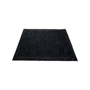 Versai Leather Rug, a black patchwork leather rug