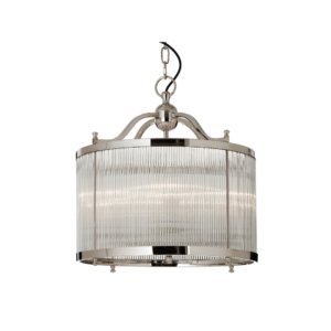 Deco Crystal Drum Chandelier. a contemporary ceiling light with crystal tubes, shop now at Louis & Henry