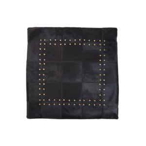 Luxe Genuine Suede Leather Cushion - A high-end cushion with patchwork leather in elegant tones