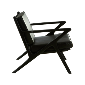 Black Teak Leather Chair