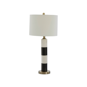 Ralph Marble Table lamp, designer lighting, black and white lamp with white shade