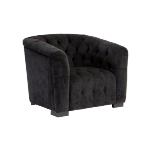 Ebony Elegance Button-Tufted Armchair - louis interior fashion, black button turfed armchair, chesterfield armchair