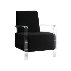 Luminous Elegance Acrylic Armchair, acrylic chair, luxury black velvet armchair with acrylic armrests, designer furniture