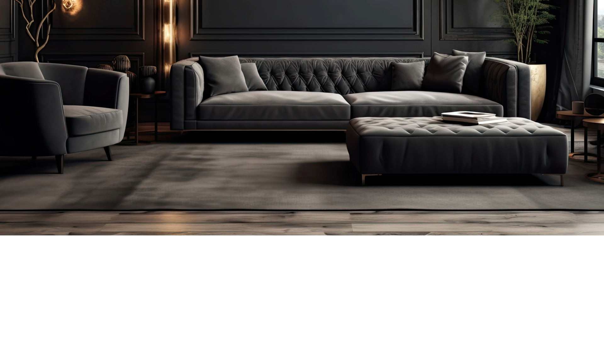 My Account image, louis and henry - an image of a lounge area with grey sofas. luxury style