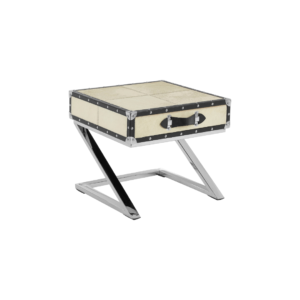 Savannah Side Table, cowhide side table, stainless steel contemporary furniture, luxury living, louis interior fashion