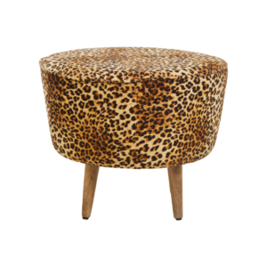 The Safari Chic Leopard Stool: A stylish accent piece featuring a leopard print design, adding a touch of wild sophistication to your space.