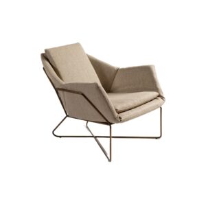 Linen and gold metal armchair