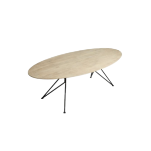 Drago Dining Table, Dining table with bleached oak finish and metal butterfly leg