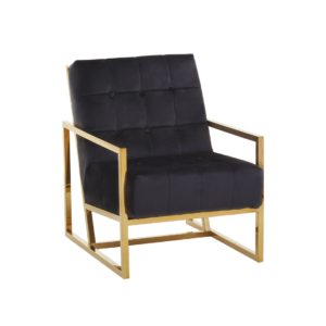 Opulent Gold Velvet Accent Chair - A Luxury designer armchair, upholstered in soft high quality velvet with a elegant gold square frame. shop now at louis and henry