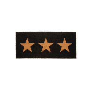 Starry Welcome Natural Coir Doormat, A Black triple star large doormat
