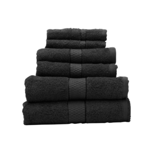 Essentials Black Cotton Bath Towel Set