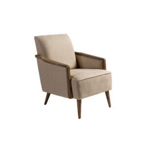 Sillon Natural Linen and Oak Armchair. A premium quality linen armchair with Oak frame in beige. Shop now at Louis & Henry