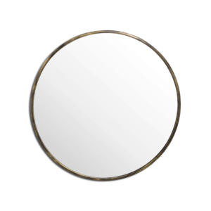Antique Brass Large Narrow Edged Mirror, an extra large circle mirror with sleek brass frame