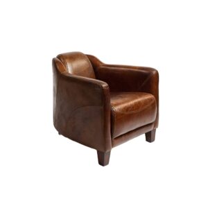 Sillon aged leather armchair. Premium quality brown leather distressed armchair. Shop now at Louis & Henry