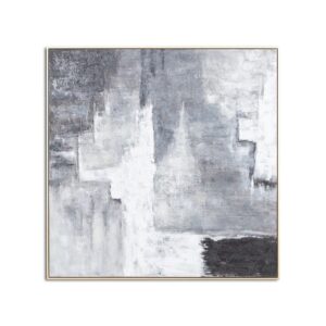 Hand Painted Black And White Layered Abstract Painting