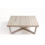 Introducing the IVORY Square Outdoor Coffee Table, a stylish and versatile piece designed to enhance your porch or relaxation area. Crafted with teak wood and featuring a beige metal leg, this square coffee table offers both functionality and aesthetic appeal, perfect for indoor and outdoor use.