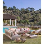 LANGE Teak and Rope Sofa Module for Outdoor Use, LANGLE Sofa Module in Garden, LANGLE Porch Sofa Module