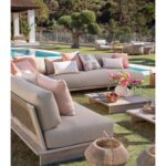 LANGE Teak and Rope Sofa Module for Outdoor Use, LANGLE Sofa Module in Garden, LANGLE Porch Sofa Module