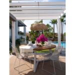 Maxine Outdoor Dining Table in Natural Teak and Aluminum