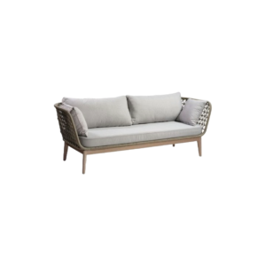 OSANA Eucalyptus Wood Outdoor Sofa, OSANA Sofa with Cement-Colored Rope, OSANA Outdoor Sofa with Cushions