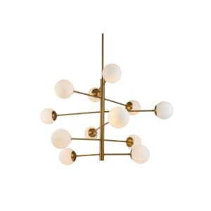 TEO Gold Metal and White Glass Pendant Lamp