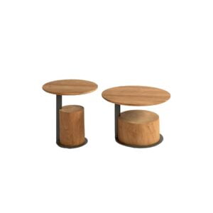 AMALFI Solid Teak Round Coffee Table and Side Table Set