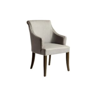 Grey Linen Armchair with Back Detail