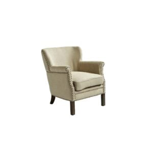 Grey Linen Armchair with Back Detail