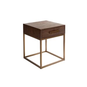 Oak and Metal Side Table. a premium quality bedside table by Crisal Decoration - shop now at louisandhenry.co.uk