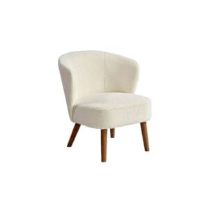 CAPRI Ivory Upholstered Armchair with Natural Wood Finish Legs