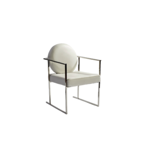 Contemporary White Armchair with Chromed Steel Structure