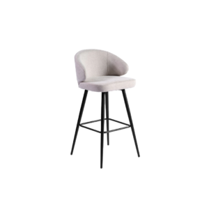 COLONIA Sand Upholstered Stool with Black Metal Leg