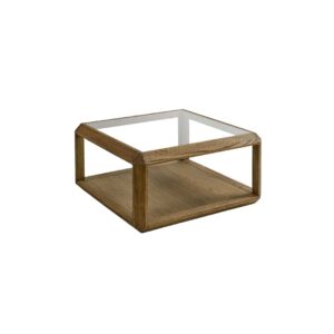 Oak and Glass Wood Coffee Table