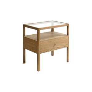 JAVA Oak and Tempered Glass Bedside Table