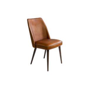 JACKY Leather Chair with Wooden Legs