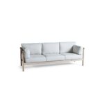 VENUS 3-Seater Teak Outdoor Sofa, Teak and Rope Outdoor Sofa, VENUS Sofa with Gray Linen Cushions