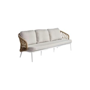 VIOLET 3-Seater White Aluminium and Rope Sofa