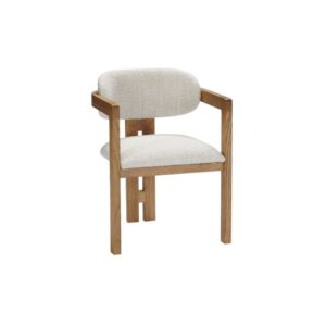 TURIN Wooden and Upholstered Dining Armchair, Modern Style Armchair with Wooden Structure and Light Upholstery