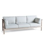 VENUS 3-Seater Teak Outdoor Sofa, Teak and Rope Outdoor Sofa, VENUS Sofa with Gray Linen Cushions