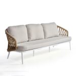 VIOLET 3-Seater White Aluminium and Rope Sofa