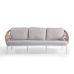 VIOLET 3-Seater White Aluminium and Rope Sofa