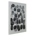 Abstract black and grey acrylic painting on canvas, featuring rectangle bubble/cobblestone shapes, 90x5x120cm dimensions