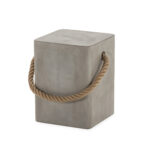 AURA Cement and Rope Stool - Smooth cement block with rounded edges and thick natural rope. Dimensions: 35x35x46.5 cm.