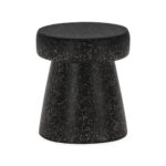 NORA Black Fibrestone Stool - Contemporary half hourglass design with red, white, and grey specs. Dimensions: 40x40x46 cm.