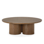 Oak wood coffee table with Art Deco-inspired design and natural finish