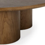 Oak wood coffee table with Art Deco-inspired design and natural finish